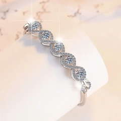 Vòng Tay ESME ESSL022 Kim Cương Đá Moissanite Bạc 925 Xi Kim 5 lớp
