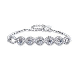 Vòng Tay ESME ESSL022 Kim Cương Đá Moissanite Bạc 925 Xi Kim 5 lớp