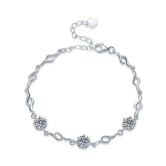 Vòng Tay ESME ESSL023 Kim Cương Đá Moissanite Bạc 925 Xi Kim 5 lớp
