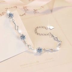 Vòng Tay ESME ESSL023 Kim Cương Đá Moissanite Bạc 925 Xi Kim 5 lớp