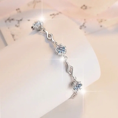 Vòng Tay ESME ESSL023 Kim Cương Đá Moissanite Bạc 925 Xi Kim 5 lớp