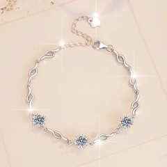 Vòng Tay ESME ESSL023 Kim Cương Đá Moissanite Bạc 925 Xi Kim 5 lớp