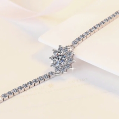 Vòng Tay ESME ESSL005 Kim Cương Đá Moissanite Bạc 925 Xi Kim 5 lớp