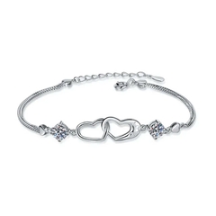 Vòng Tay ESME ESSL018 Kim Cương Đá Moissanite Bạc 925 Xi Kim 5 lớp
