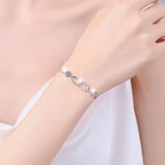 Vòng Tay ESME ESSL018 Kim Cương Đá Moissanite Bạc 925 Xi Kim 5 lớp