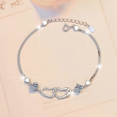 Vòng Tay ESME ESSL018 Kim Cương Đá Moissanite Bạc 925 Xi Kim 5 lớp