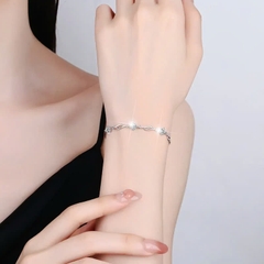 Vòng Tay ESME ESSL012 Kim Cương Đá Moissanite Bạc 925 Xi Kim 5 lớp