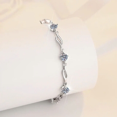 Vòng Tay ESME ESSL012 Kim Cương Đá Moissanite Bạc 925 Xi Kim 5 lớp