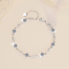 Vòng Tay ESME ESSL012 Kim Cương Đá Moissanite Bạc 925 Xi Kim 5 lớp