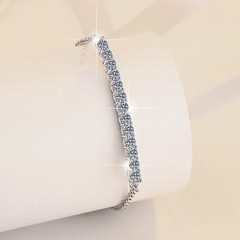 Vòng Tay ESME ESSL010 Kim Cương Đá Moissanite Bạc 925 Xi Kim 5 lớp