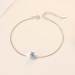 Vòng Tay ESME ESSL004 Kim Cương Đá Moissanite Bạc 925 Xi Kim 5 lớp