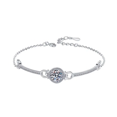 Vòng Tay ESME ESSL003 Kim Cương Đá Moissanite Bạc 925 Xi Kim 5 lớp