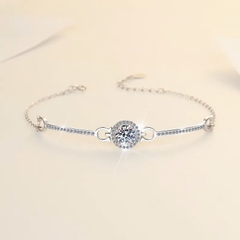 Vòng Tay ESME ESSL003 Kim Cương Đá Moissanite Bạc 925 Xi Kim 5 lớp