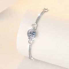 Vòng Tay ESME ESSL003 Kim Cương Đá Moissanite Bạc 925 Xi Kim 5 lớp