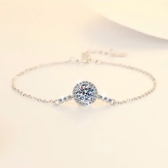 Vòng Tay ESME ESSL002 Kim Cương Đá Moissanite Bạc 925 Xi Kim 5 lớp