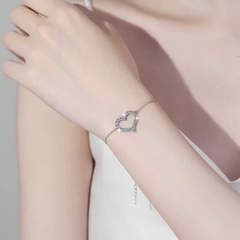 Vòng Tay ESME ESSL026 Kim Cương Đá Moissanite Bạc 925 Xi Kim 5 lớp