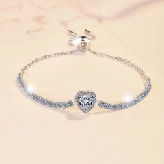 Vòng Tay ESME ESSL025 Kim Cương Đá Moissanite Bạc 925 Xi Kim 5 lớp
