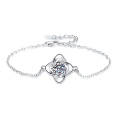 Vòng Tay ESME ESSL027 Kim Cương Đá Moissanite Bạc 925 Xi Kim 5 lớp