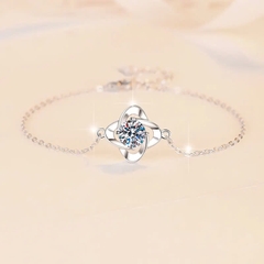 Vòng Tay ESME ESSL027 Kim Cương Đá Moissanite Bạc 925 Xi Kim 5 lớp