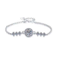Vòng Tay ESME ESSL028 Kim Cương Đá Moissanite Bạc 925 Xi Kim 5 lớp
