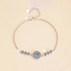 Vòng Tay ESME ESSL028 Kim Cương Đá Moissanite Bạc 925 Xi Kim 5 lớp