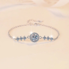 Vòng Tay ESME ESSL028 Kim Cương Đá Moissanite Bạc 925 Xi Kim 5 lớp