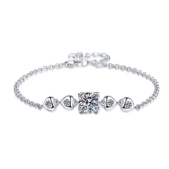 Vòng Tay ESME ESSL030 Kim Cương Đá Moissanite Bạc 925 Xi Kim 5 lớp