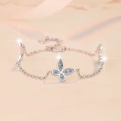 Vòng Tay ESME ESSL032 Kim Cương Đá Moissanite Bạc 925 Xi Kim 5 lớp
