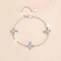 Vòng Tay ESME ESSL032 Kim Cương Đá Moissanite Bạc 925 Xi Kim 5 lớp