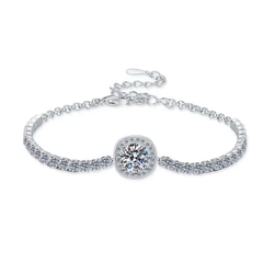 Vòng Tay ESME ESSL024 Kim Cương Đá Moissanite Bạc 925 Xi Kim 5 lớp