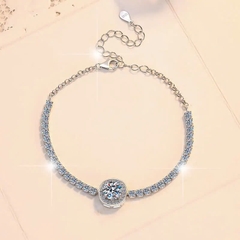 Vòng Tay ESME ESSL024 Kim Cương Đá Moissanite Bạc 925 Xi Kim 5 lớp
