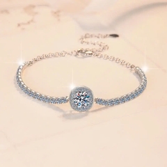 Vòng Tay ESME ESSL024 Kim Cương Đá Moissanite Bạc 925 Xi Kim 5 lớp