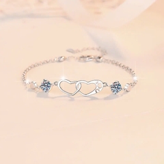 Vòng Tay ESME ESSL018A Kim Cương Đá Moissanite Bạc 925 Xi Kim 5 lớp