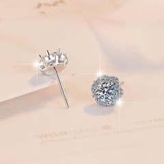 Bông Tai ESME ESES050 Kim Cương Đá Moissanite Bạc 925 Xi Kim 5 lớp