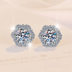 Bông Tai ESME ESES050 Kim Cương Đá Moissanite Bạc 925 Xi Kim 5 lớp