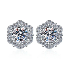 Bông Tai ESME ESES050 Kim Cương Đá Moissanite Bạc 925 Xi Kim 5 lớp