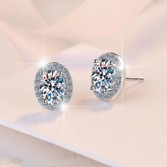 Bông Tai ESME ESES046 Kim Cương Đá Moissanite Bạc 925 Xi Kim 5 lớp
