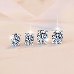 Bông Tai ESME ESES045 Kim Cương Đá Moissanite Bạc 925 Xi Kim 5 lớp