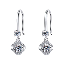 Bông Tai ESME ESES025 Kim Cương Đá Moissanite Bạc 925 Xi Kim 5 lớp