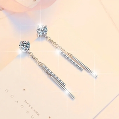 Bông Tai ESME ESES040 Kim Cương Đá Moissanite Bạc 925 Xi Kim 5 lớp