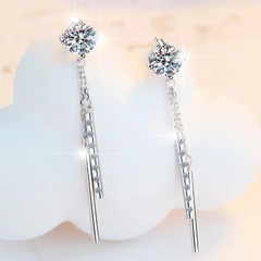 Bông Tai ESME ESES040 Kim Cương Đá Moissanite Bạc 925 Xi Kim 5 lớp