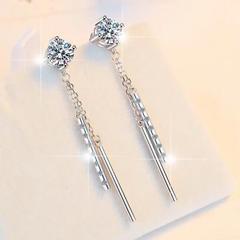 Bông Tai ESME ESES040 Kim Cương Đá Moissanite Bạc 925 Xi Kim 5 lớp