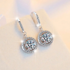 Bông Tai ESME ESES037 Kim Cương Đá Moissanite Bạc 925 Xi Kim 5 lớp