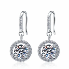 Bông Tai ESME ESES037 Kim Cương Đá Moissanite Bạc 925 Xi Kim 5 lớp