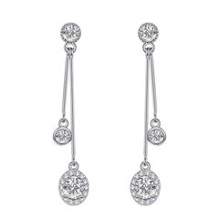 Bông Tai ESME ESES036 Kim Cương Đá Moissanite Bạc 925 Xi Kim 5 lớp