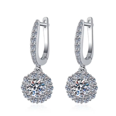 Bông Tai ESME ESES035 Kim Cương Đá Moissanite Bạc 925 Xi Kim 5 lớp
