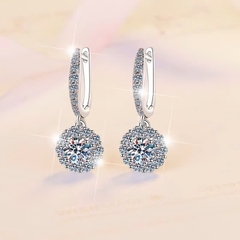 Bông Tai ESME ESES035 Kim Cương Đá Moissanite Bạc 925 Xi Kim 5 lớp