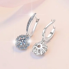 Bông Tai ESME ESES035 Kim Cương Đá Moissanite Bạc 925 Xi Kim 5 lớp