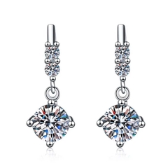 Bông Tai ESME ESES034 Kim Cương Đá Moissanite Bạc 925 Xi Kim 5 lớp