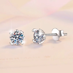 Bông Tai ESME ESES032 Kim Cương Đá Moissanite Bạc 925 Xi Kim 5 lớp